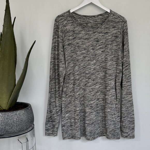 GAP Featherweight Long Sleeve Crewneck T-Shirt Marled Grey XXL - Picture 3 of 7